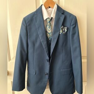 Boys size 12 slim suit in marine blue